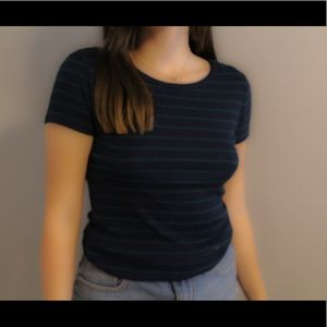 Short sleeve striped dark green and dark blue